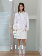 THELIGHT OFFICIAL Totem Print Silver Foil Sequin Abstract Women's Cotton Long Sleeve T-shirts