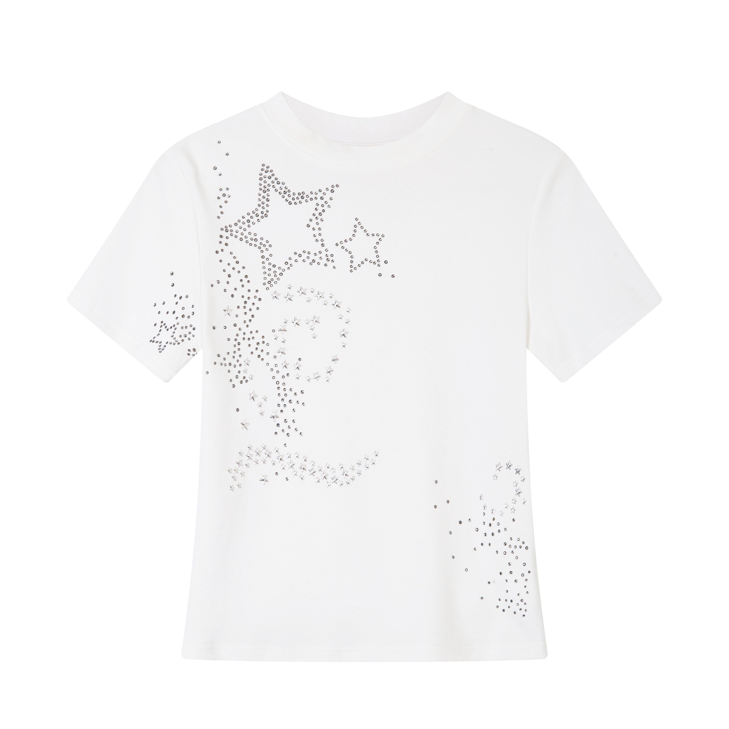 THELIGHT OFFICIAL Totem Star Rhinestone Geometric Print Women's Cotton Blend Short Sleeve T-shirts 919257965789