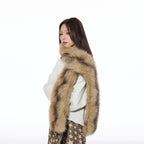 THELIGHT OFFICIAL Vintage Plush Animal Print Double Sided Women's Faux Fur Scarves & Shawls 844193277166