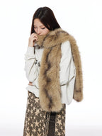 THELIGHT OFFICIAL Vintage Plush Animal Print Double Sided Women's Faux Fur Scarves & Shawls