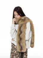 THELIGHT OFFICIAL Vintage Plush Animal Print Double Sided Women's Faux Fur Scarves & Shawls