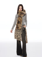 THELIGHT OFFICIAL Vintage Plush Animal Print Double Sided Women's Faux Fur Scarves & Shawls