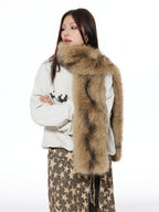 THELIGHT OFFICIAL Vintage Plush Animal Print Double Sided Women's Faux Fur Scarves & Shawls