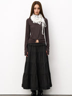 THELIGHT OFFICIAL White Fluffy Lace Stacked Warm Women's Polyester Scarves & Shawls