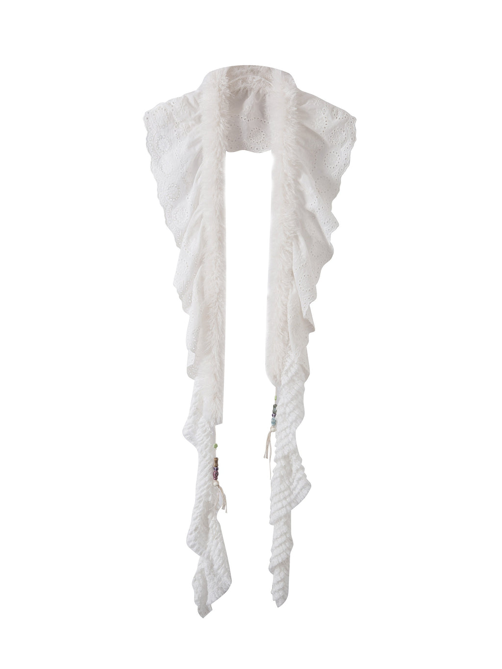 THELIGHT OFFICIAL White Patchwork Pendant Fuzzy Women's Cotton Polyester Scarves & Shawls 980963288743