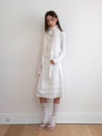 THELIGHT OFFICIAL White Patchwork Pendant Fuzzy Women's Cotton Polyester Scarves & Shawls