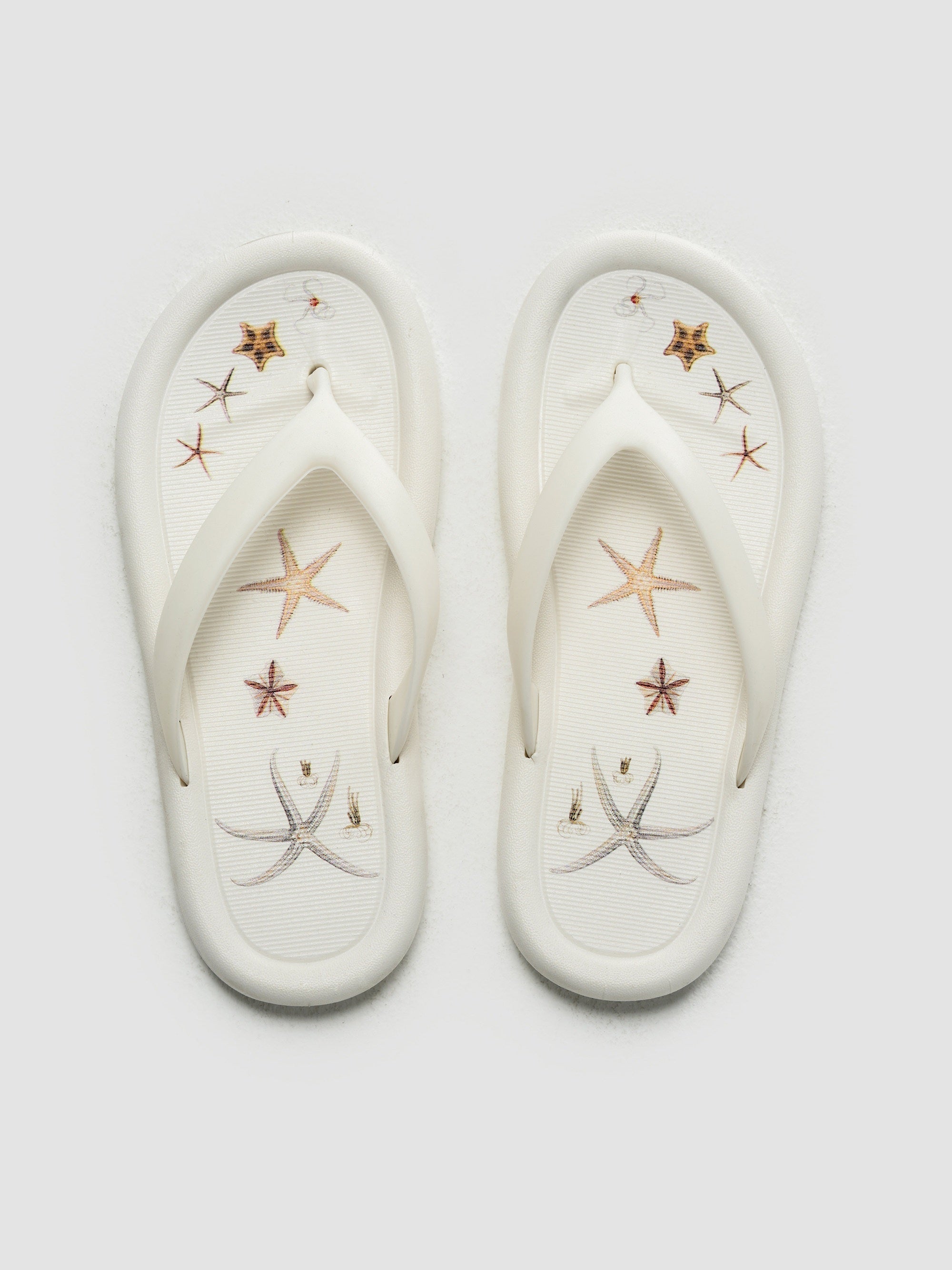 THELIGHT OFFICIAL White Starfish Print Cushioned Women's Mixed Materials Sandals 931177575738