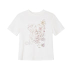 THELIGHT OFFICIAL White Vintage Floral Pattern Print Women's Cotton Blend Short Sleeve T-shirts 918736630119