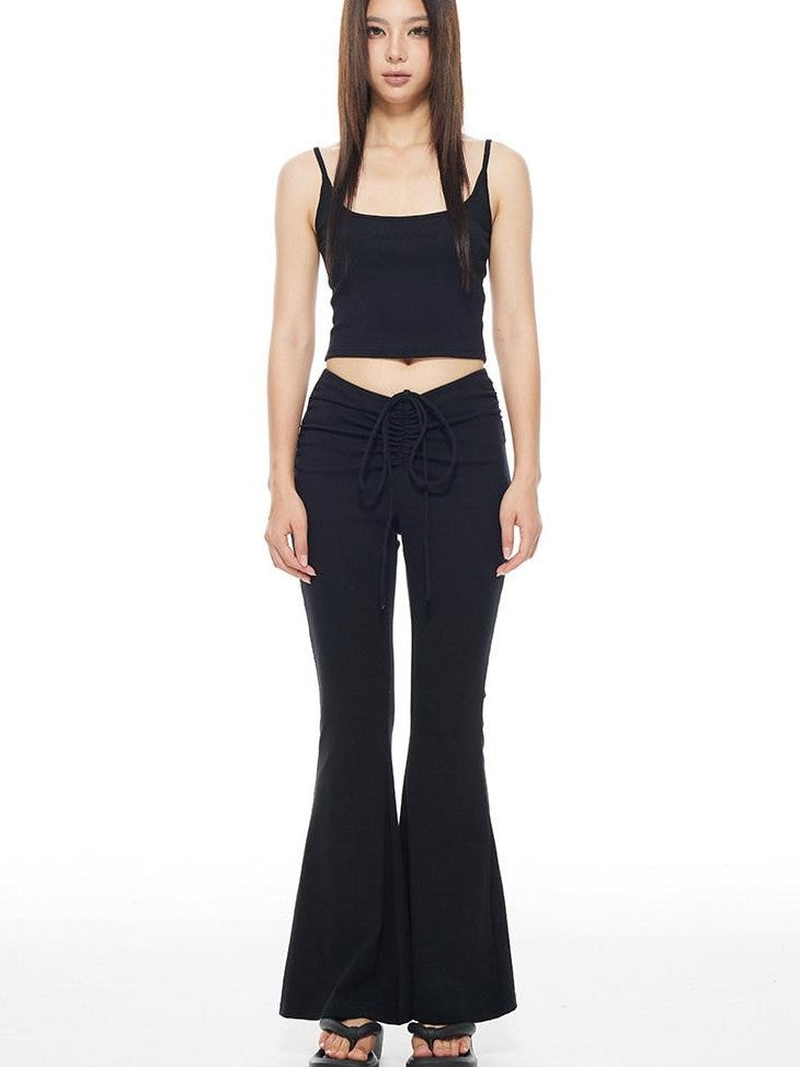 THELIGHT OFFICIAL Yellow Solid Cropped Spaghetti Strap Women's Cotton Spandex Camisoles