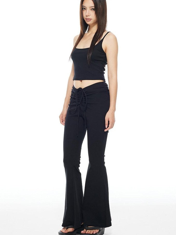 THELIGHT OFFICIAL Yellow Solid Cropped Spaghetti Strap Women's Cotton Spandex Camisoles
