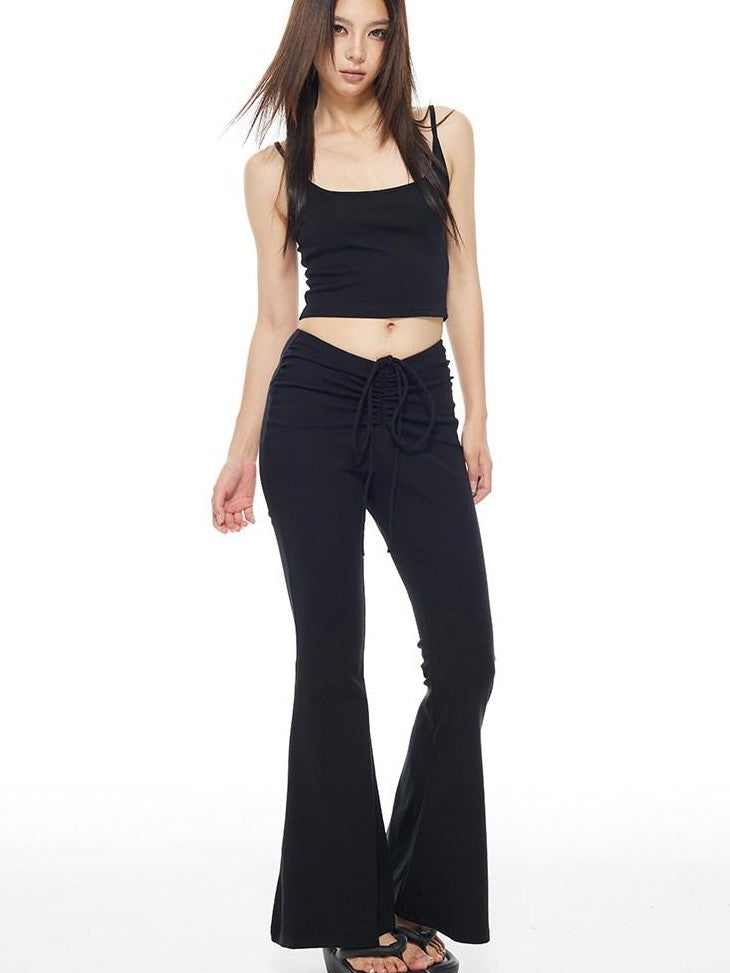 THELIGHT OFFICIAL Yellow Solid Cropped Spaghetti Strap Women's Cotton Spandex Camisoles