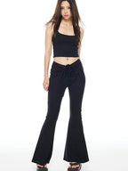 THELIGHT OFFICIAL Yellow Solid Cropped Spaghetti Strap Women's Cotton Spandex Camisoles