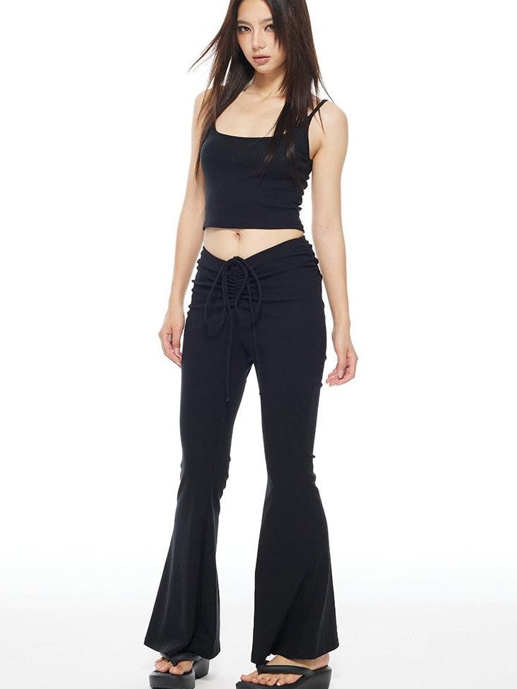 THELIGHT OFFICIAL Yellow Solid Cropped Spaghetti Strap Women's Cotton Spandex Camisoles