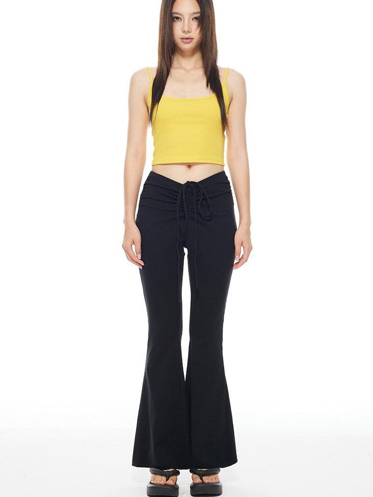 THELIGHT OFFICIAL Yellow Solid Cropped Spaghetti Strap Women's Cotton Spandex Camisoles