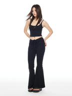 THELIGHT OFFICIAL Yellow Solid Cropped Spaghetti Strap Women's Cotton Spandex Camisoles