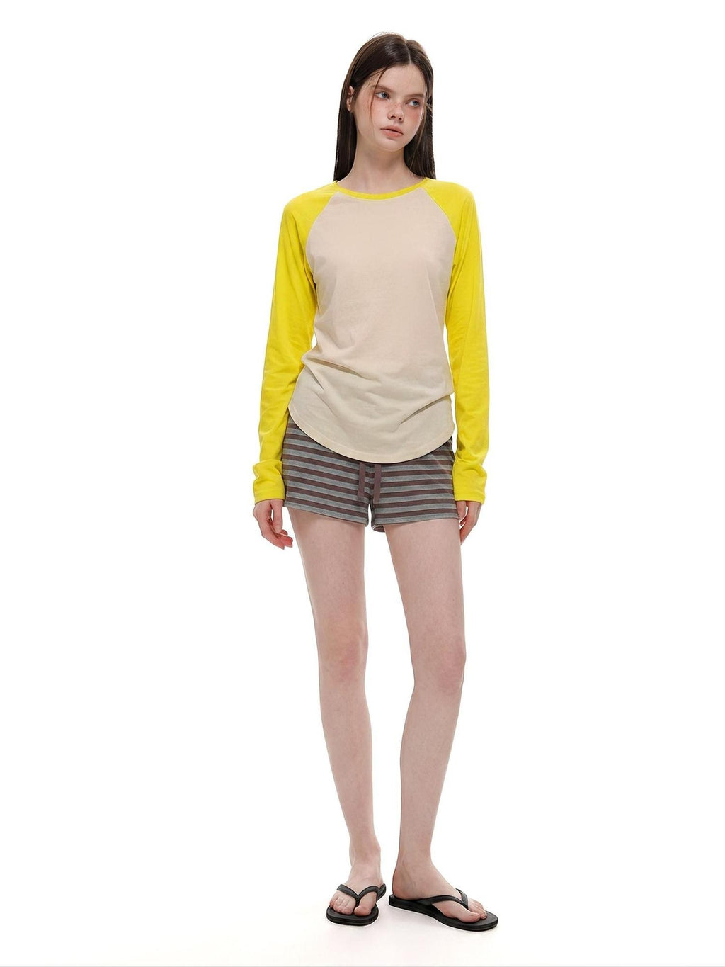 UNCMHISEX Color Block Raglan Sleeve Round Neck Women's Long Sleeve T-shirts