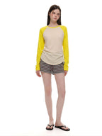 UNCMHISEX Color Block Raglan Sleeve Round Neck Women's Long Sleeve T-shirts