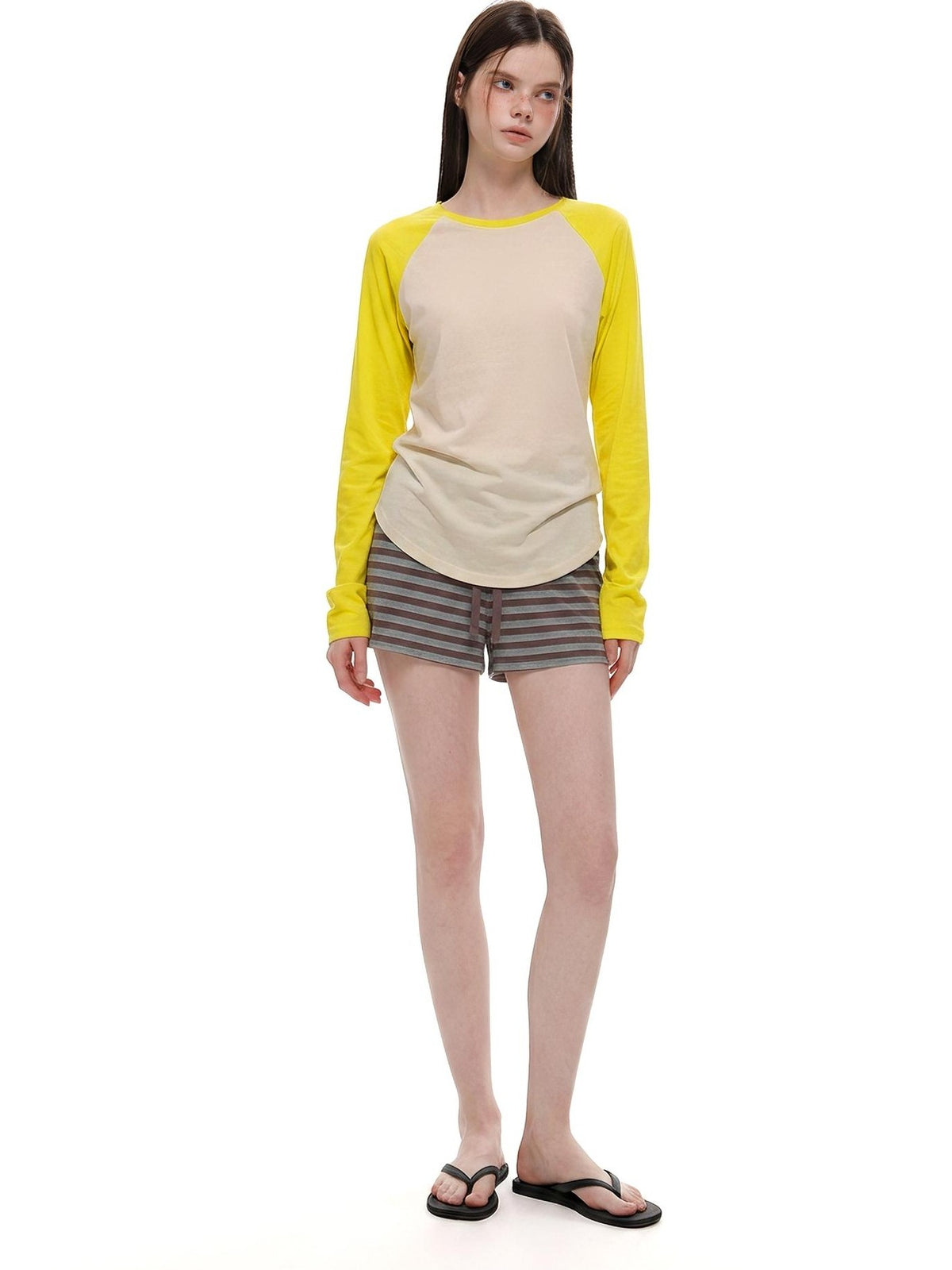 UNCMHISEX Color Block Raglan Sleeve Round Neck Women's Long Sleeve T-shirts