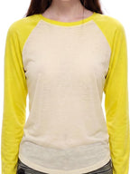 UNCMHISEX Color Block Raglan Sleeve Round Neck Women's Long Sleeve T-shirts