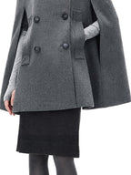 UNCMHISEX Double Breasted Stand Collar Cape Women's Wool Coats