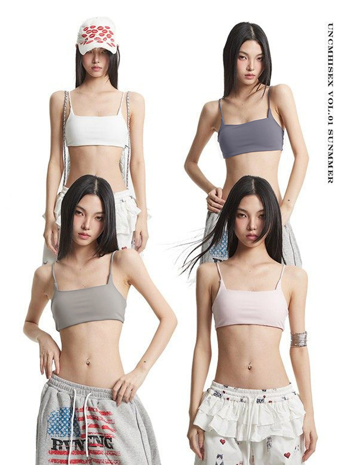 UNCMHISEX Sexy Open Back Slim Fit Camisole Bra Padded Women's Tank Tops