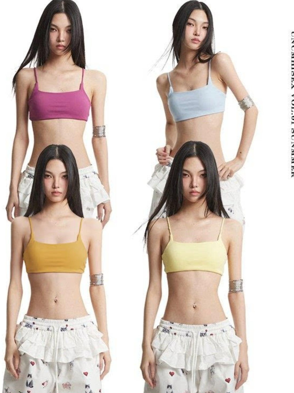 UNCMHISEX Sexy Open Back Slim Fit Solid Color Women's Camisoles