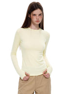 UNCMHISEX Solid Knit Slim Fit Crewneck Women's Long Sleeve T-shirts