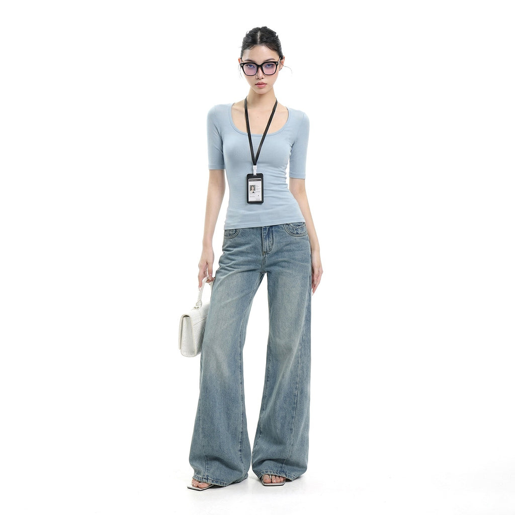 UNCMHISEX_Solid_Minimalist_U_Neck_Slim_Fit_Women's_Short_Sleeve_T-shirts_1039573311105_MISSTT