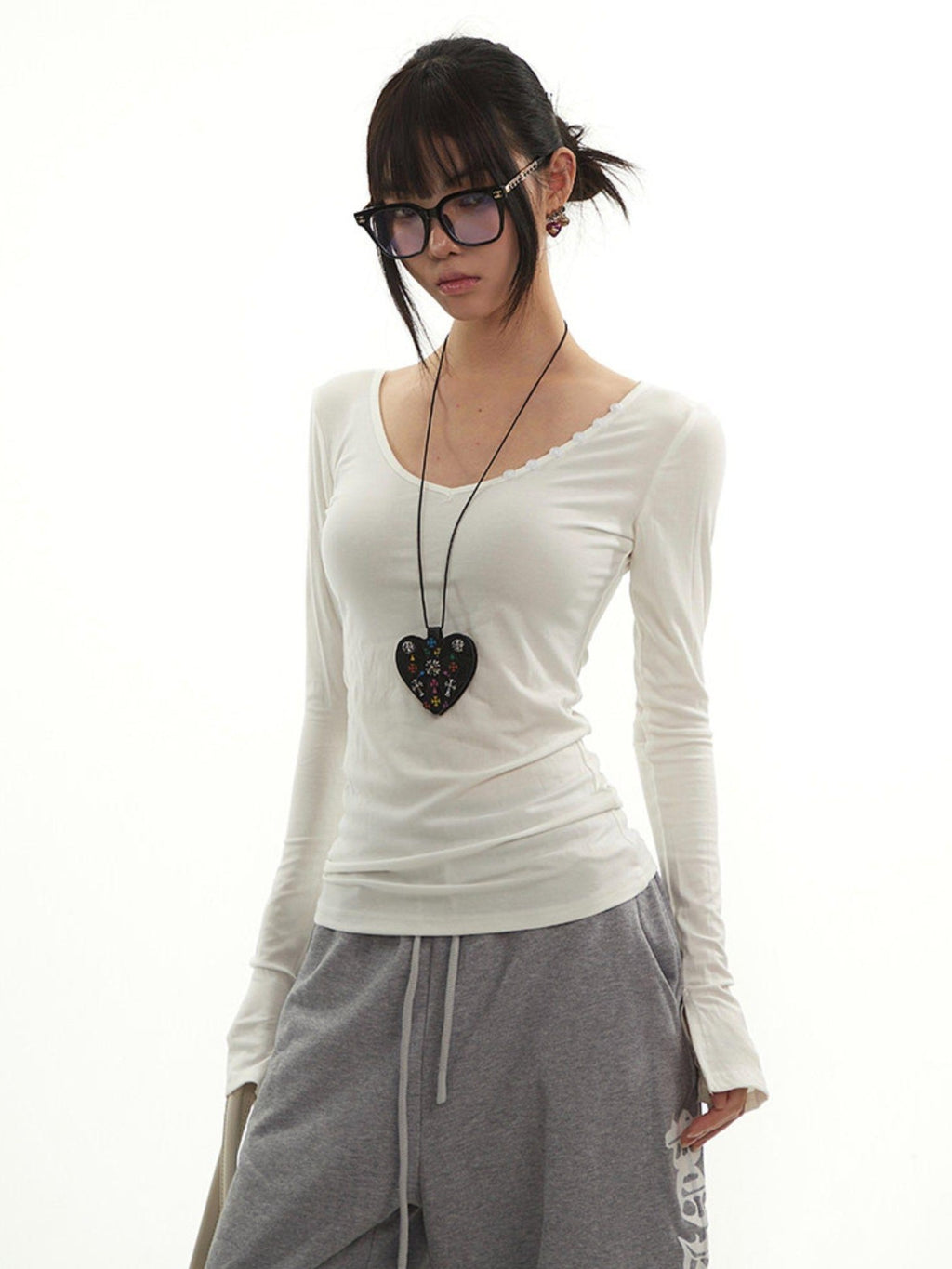 UNCMHISEX V-neck Striped Print Patchwork Women's Lyocell Slim Fit Long Sleeve T-shirts