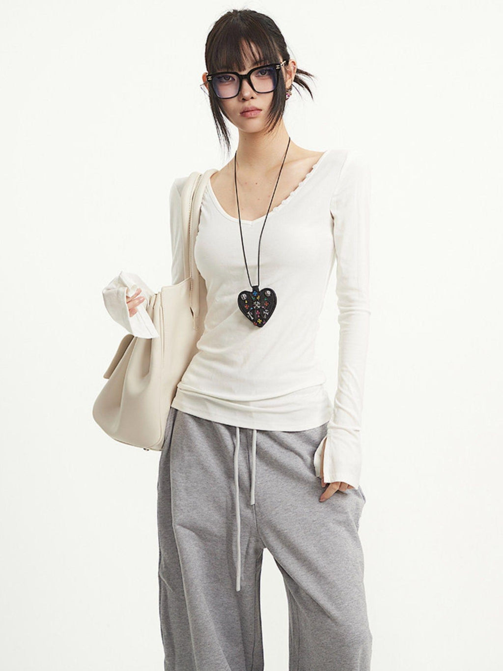 UNCMHISEX V-neck Striped Print Patchwork Women's Lyocell Slim Fit Long Sleeve T-shirts