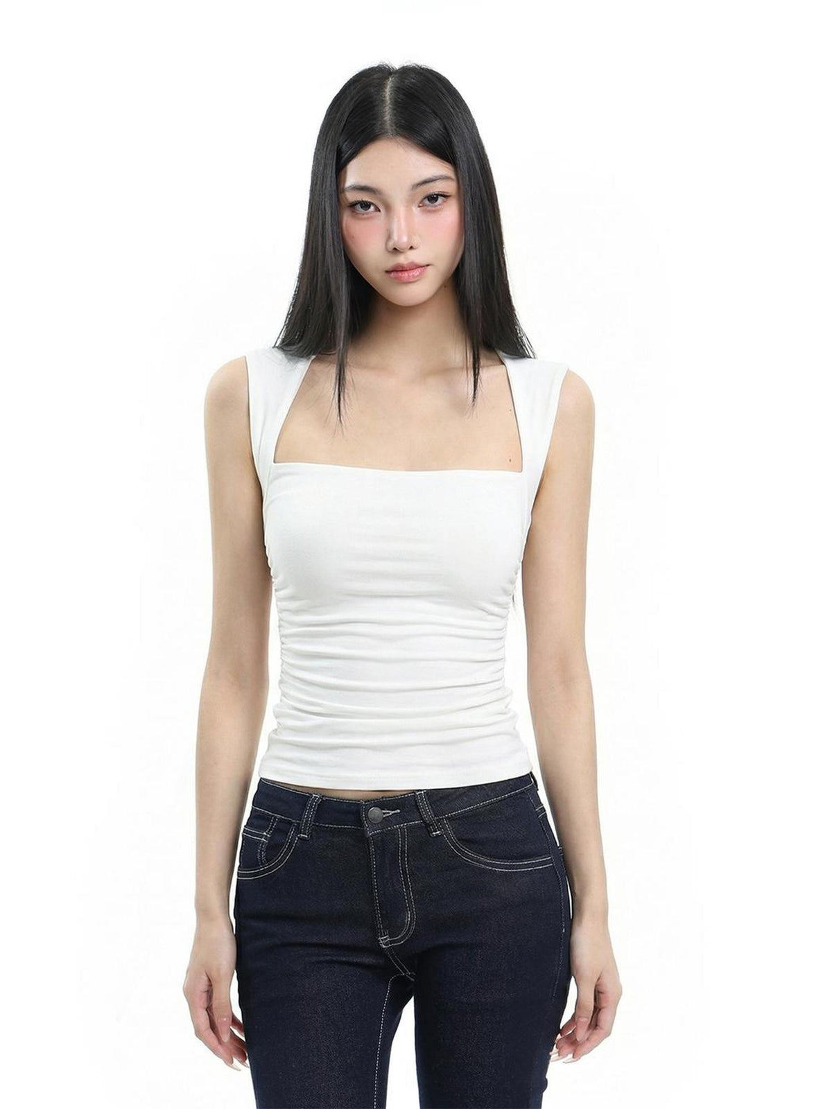 UNCMHISEX Vintage Solid Square Neck Slim Fit Women's Camisoles