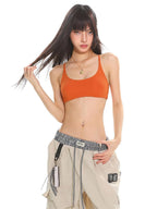 UNCMHISEX White Polka Dot Halter Slim Fit U Neck Backless Women's Camisoles