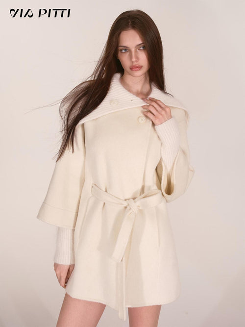 ViaPitti Asymmetric Wool Blend Belted Women's Trench Coats
