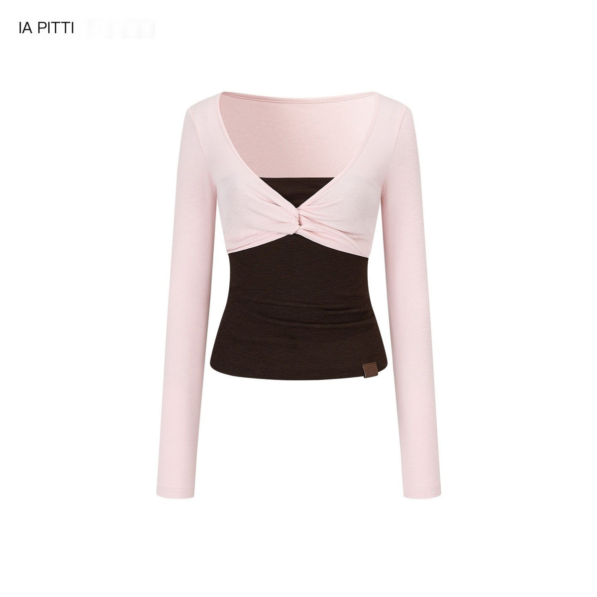 ViaPitti_Color_Block_Faux_Layered_Strapless_Cotton_Women's_Long_Sleeve_T-shirts_1007819384816_MISSTT