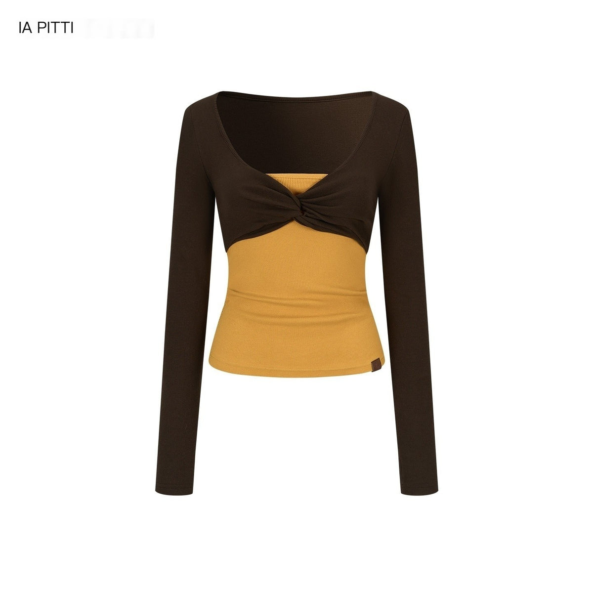 ViaPitti_Color_Block_Faux_Layered_Strapless_Cotton_Women's_Long_Sleeve_T-shirts_1007819384816_MISSTT