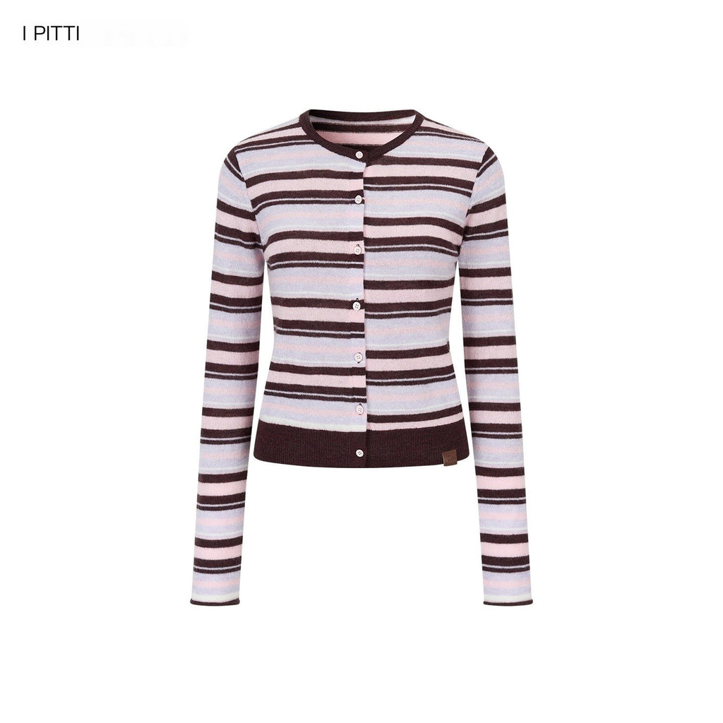 ViaPitti_Color_Block_Striped_Knit_Long_Sleeve_Women's_Wool_Blend_Cardigans_997847502006_MISSTT