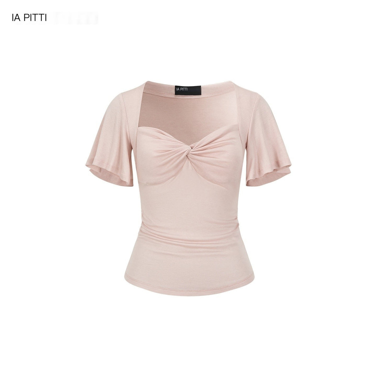ViaPitti_Cross_Twist_Knot_Lyocell_Square_Neck_Flutter_Women's_Short_Sleeve_T-shirts_1054696344256_MISSTT