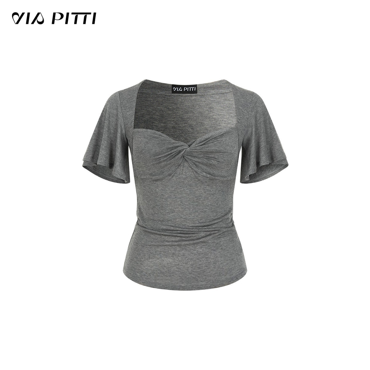ViaPitti_Cross_Twist_Knot_Lyocell_Square_Neck_Flutter_Women's_Short_Sleeve_T-shirts_1054696344256_MISSTT