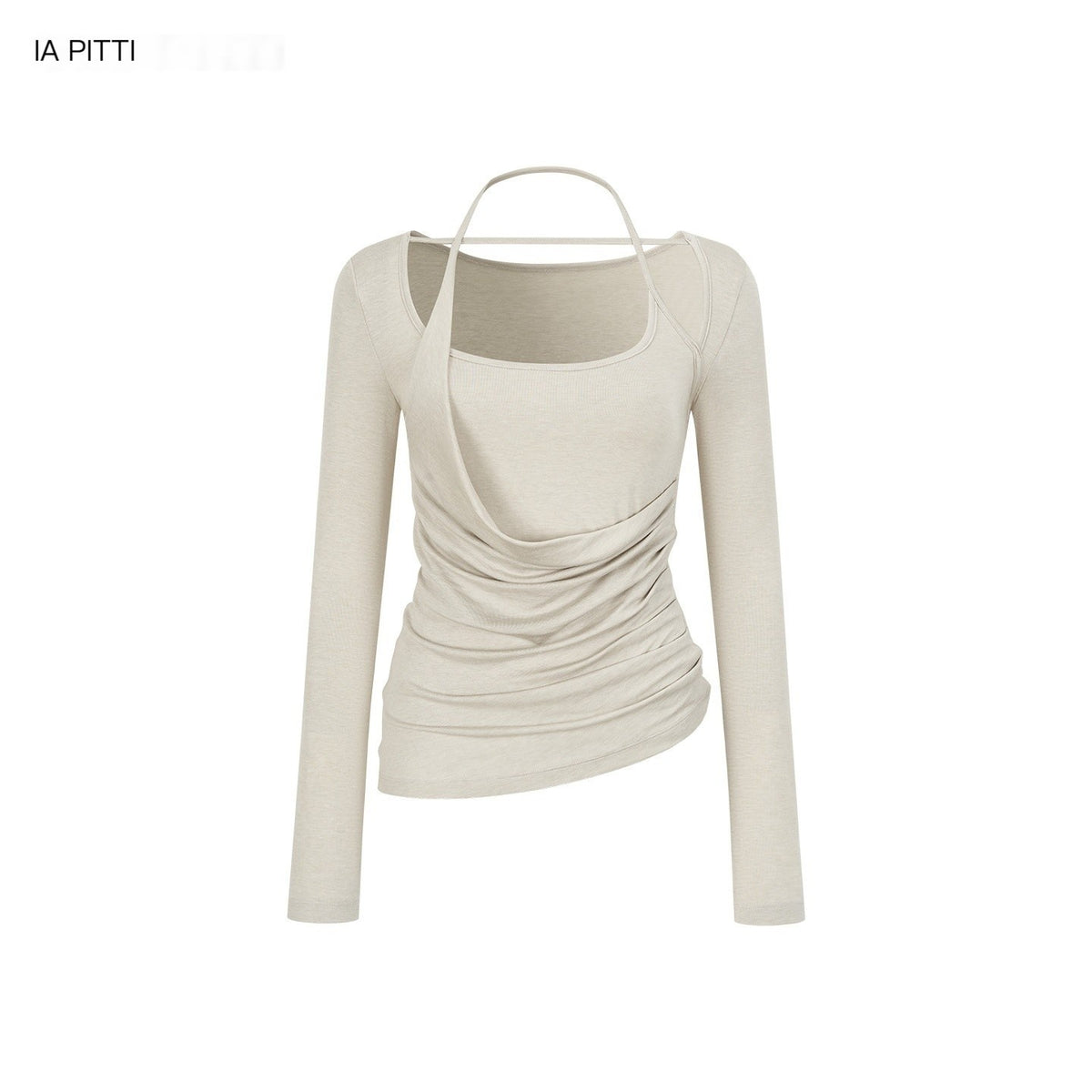 ViaPitti_Deconstructed_Halterneck_Ruched_Waist_Women's_Lyocell_Long_Sleeve_T-shirts_1068193636373_MISSTT