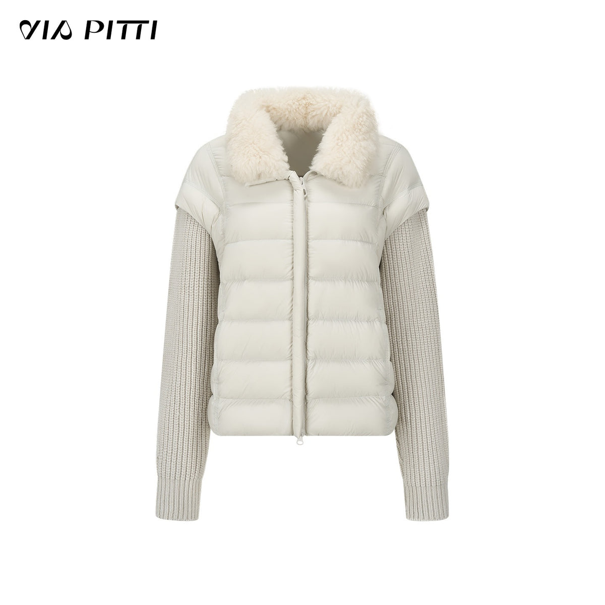 ViaPitti_Detachable_Knit_Sleeves_Wool_Stand_Collar_White_Duck_Down_Women's_Down_Jackets_1085364382616_MISSTT