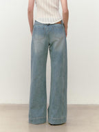 ViaPitti Fireworks Rhinestone Double Waist Women's Loose Straight Jeans