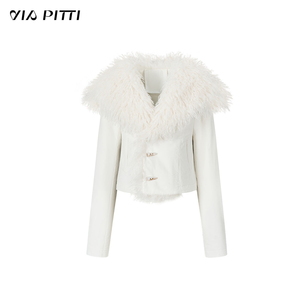 ViaPitti_Fur_Trim_Shawl_Collar_Horn_Button_Slim_Fit_Short_Down_Jackets_Women's_1086431081019_MISSTT