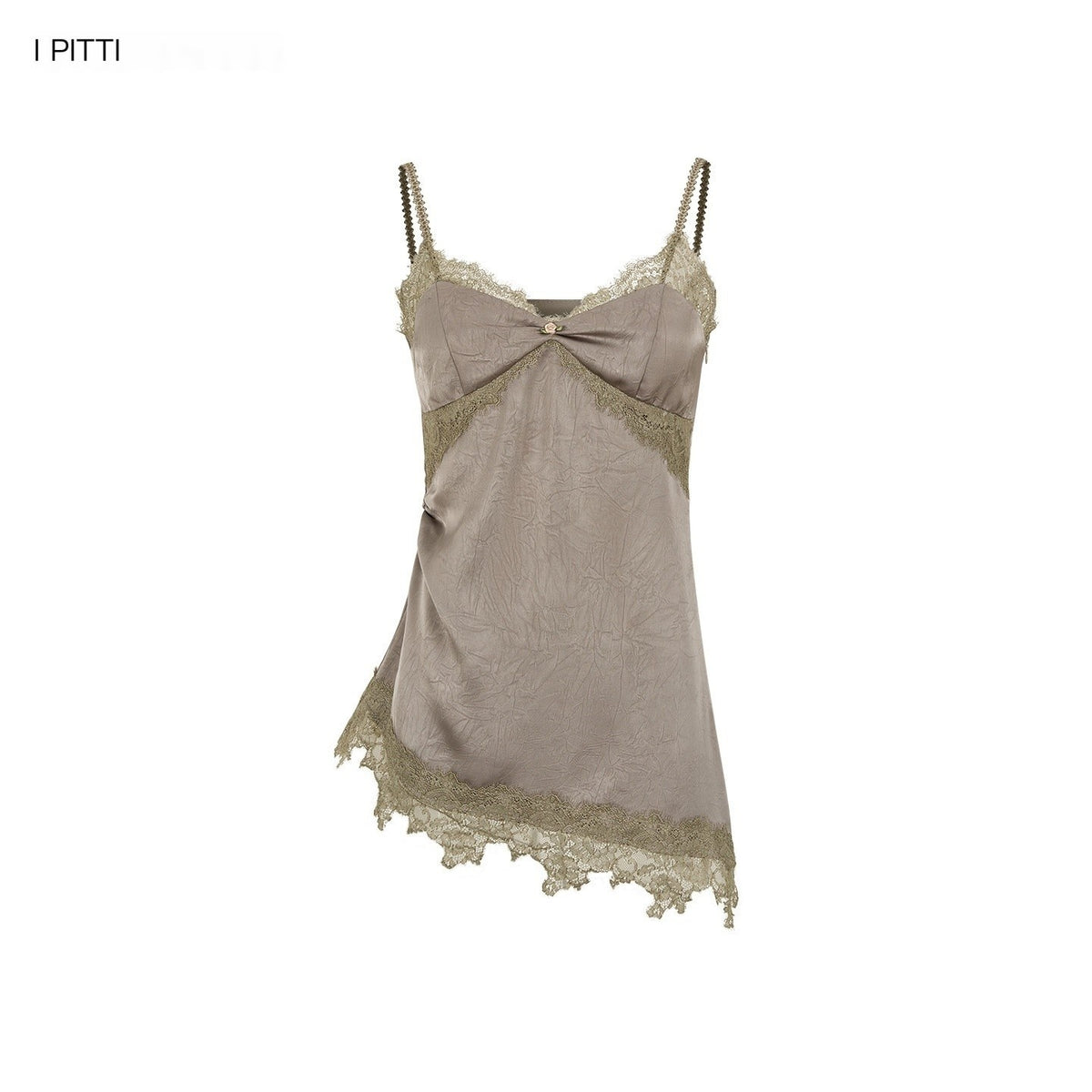ViaPitti_Irregular_Ruched_Lace_Satin_Women's_Slim_Fit_V-neck_Camisoles_1065384151979_MISSTT