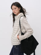 ViaPitti Knitted Spliced Quilted Lightweight White Goose Down Women's Down Jackets