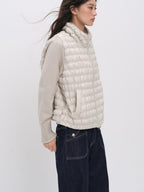 ViaPitti Knitted Spliced Quilted Lightweight White Goose Down Women's Down Jackets