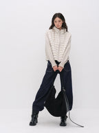 ViaPitti Knitted Spliced Quilted Lightweight White Goose Down Women's Down Jackets