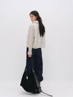 ViaPitti Knitted Spliced Quilted Lightweight White Goose Down Women's Down Jackets