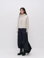 ViaPitti Knitted Spliced Quilted Lightweight White Goose Down Women's Down Jackets
