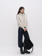 ViaPitti Knitted Spliced Quilted Lightweight White Goose Down Women's Down Jackets