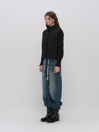 ViaPitti Knitted Spliced Quilted Lightweight White Goose Down Women's Down Jackets